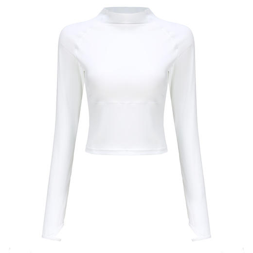 【裸感】立领插肩袖带手袖运动上衣女紧身长袖T恤-不带胸垫 商品图4