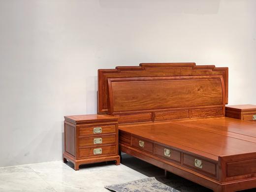 红桥红  家具严选  缅甸花梨（大果紫檀）  【180 步步高升大脚 高低床 三件套】 商品图5