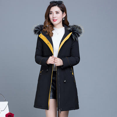 WE- JJ-88825 大毛领连帽棉衣外套女中长款2020冬新款修身加厚保暖气质羽绒棉服 商品图0