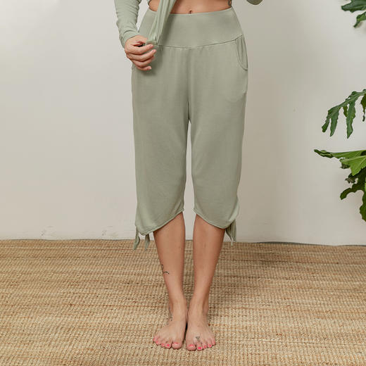 【铜氨丝面料】跑步健身裤女夏季高腰宽松休闲运动裤子束脚瑜伽中裤 商品图1