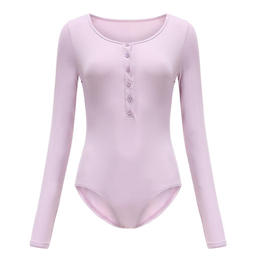 【螺纹面料】秋冬长袖空中瑜伽连体服一体式连衣裤-裆部无按扣 商品图4