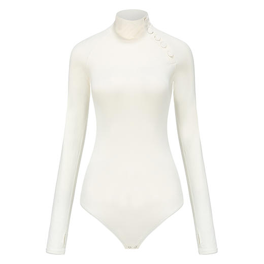 【裸感】长袖连体衣女带手袖一体式紧身运动服-裆部有按扣 商品图4