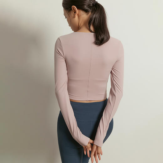 芮柯LRECNAVA长袖运动上衣女带胸垫瑜伽服跑步速干裸感紧身健身服 商品图3