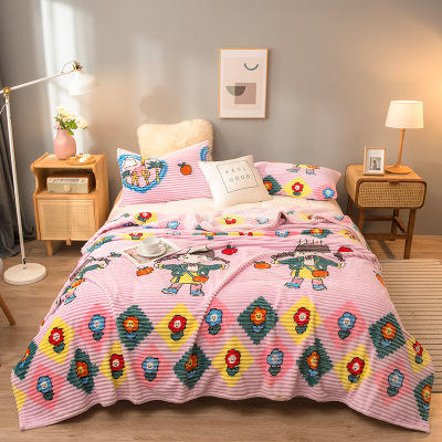 MAIYI-0525556冬季绒毯床单毛毯加厚法兰绒珊瑚毛绒毯子垫铺床学生宿舍单人毯子 商品图1