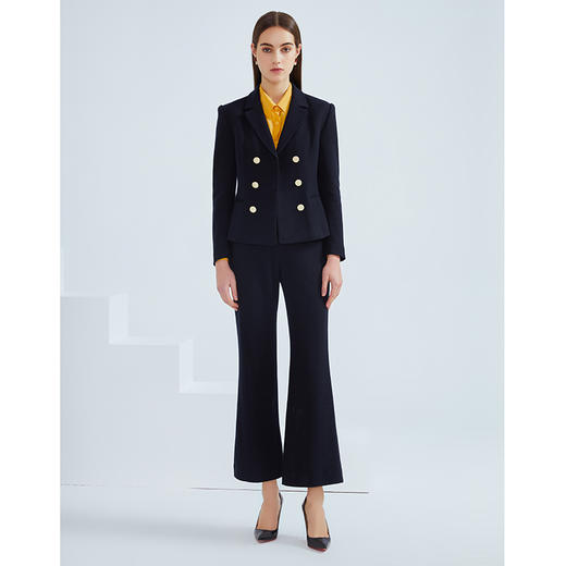 EITIE爱特爱女装春季新款气质通勤职业百搭显瘦微喇直筒长裤6405112 商品图1