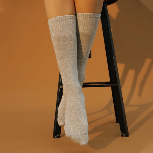 LRECNAVA运动长袜女中筒跑步健身秋冬小腿袜透气纯色棉袜半截棒球 商品图2