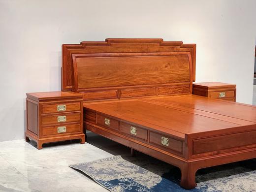 红桥红  家具严选  缅甸花梨（大果紫檀）  【180 步步高升大脚 高低床 三件套】 商品图6