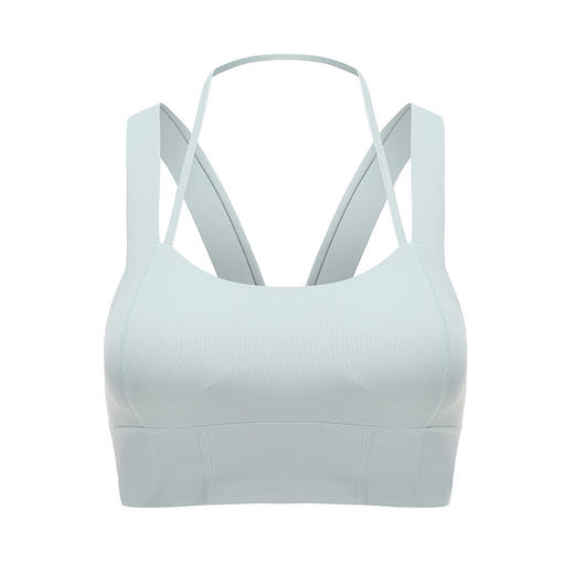 【裸感】冰水蓝双肩带 挂脖运动吊带背心女带胸垫美背内衣 商品图4