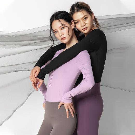 【螺纹面料】秋冬长袖空中瑜伽连体服一体式连衣裤-裆部无按扣 商品图2