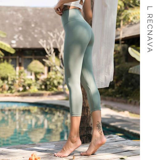 L RECNAVA健身裤女弹力紧身裸感运动瑜伽跑步高腰提臀七分紧身裤 商品图3