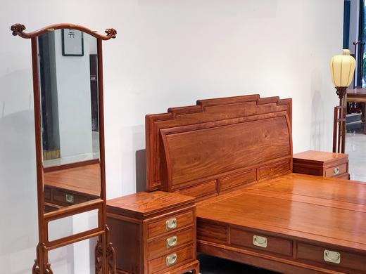 红桥红  家具严选  缅甸花梨（大果紫檀）  【180 步步高升大脚 高低床 三件套】 商品图4