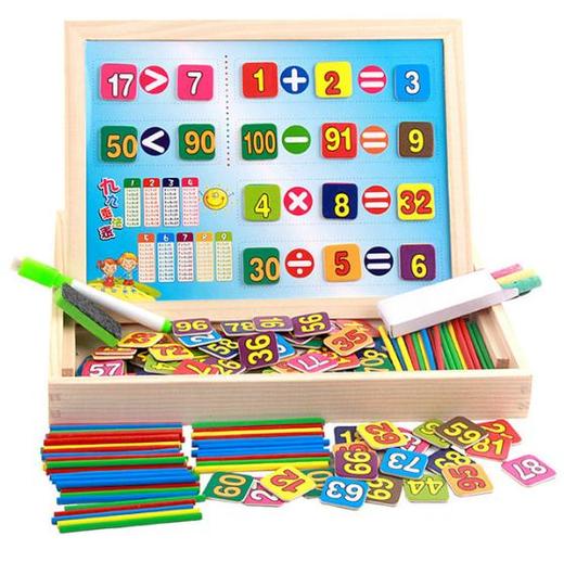 【儿童玩具】*木制多功能数字运算学习盒双面磁性画板 商品图0