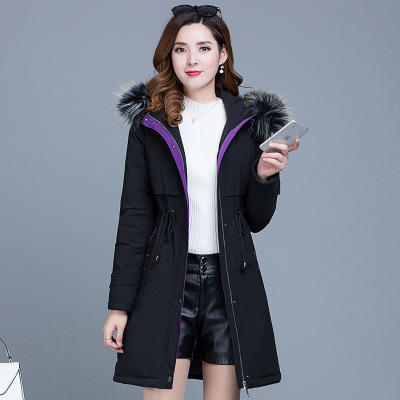 WE- JJ-88825 大毛领连帽棉衣外套女中长款2020冬新款修身加厚保暖气质羽绒棉服 商品图3