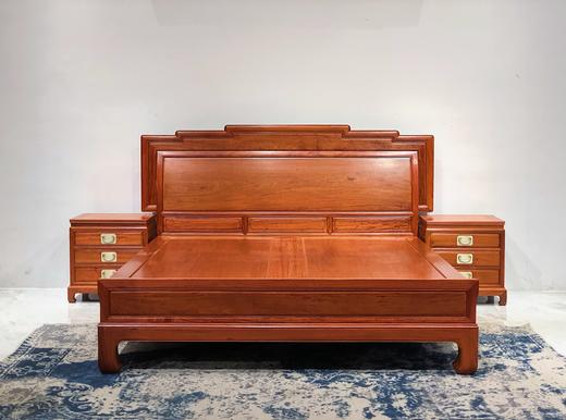 红桥红  家具严选  缅甸花梨（大果紫檀）  【180 步步高升大脚 高低床 三件套】 商品图2