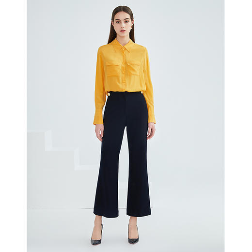 EITIE爱特爱春季新款明亮复古洋气显瘦气质口袋装饰衬衫上衣6309004 商品图1