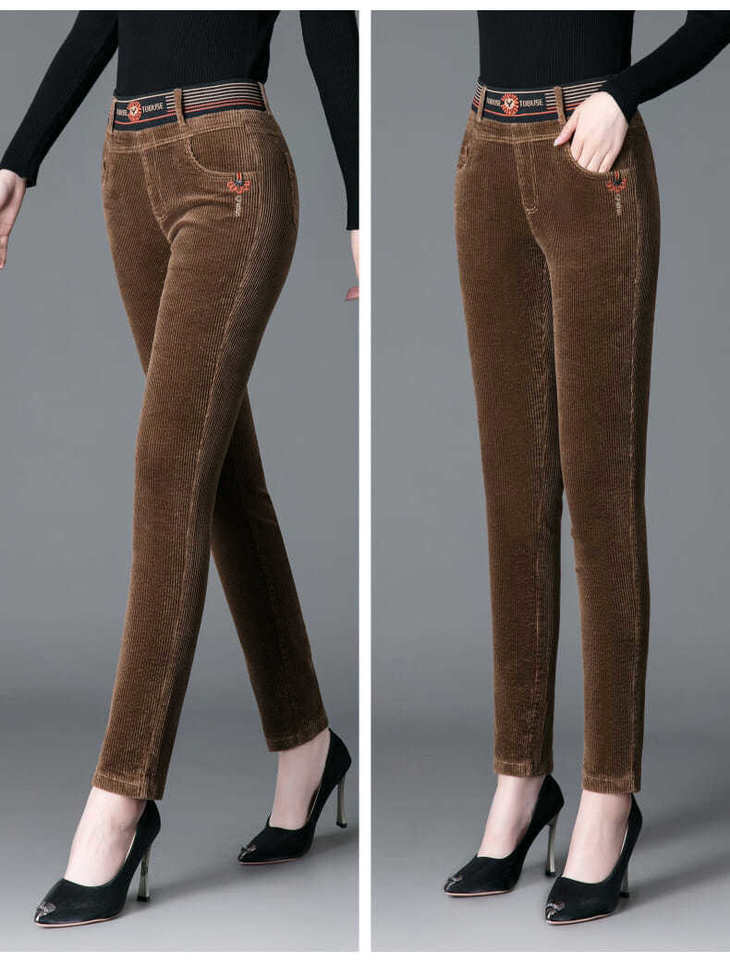pdd-高腰灯芯绒休闲女裤女加绒加厚长裤