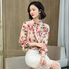 KQL-290293春装新款气质长袖木耳边花色真丝衬衫 商品缩略图2