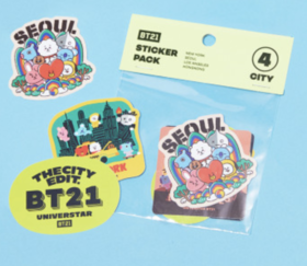 韩国 可爱Line Friends BT21城市版贴纸包（5EA）JPY带授权招加盟代理