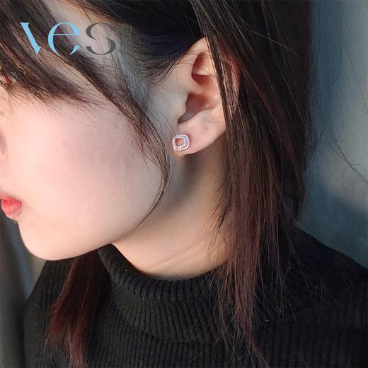 几何重叠正方形银925耳钉 商品图4