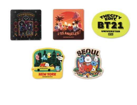 韩国 可爱Line Friends BT21城市版贴纸包（5EA）JPY带授权招加盟代理 商品图1