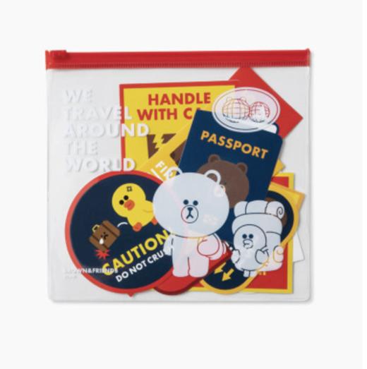 韩国 可爱Line Friends布朗和莎莉旅行承运人贴纸包JPY带授权招加盟代理 商品图0