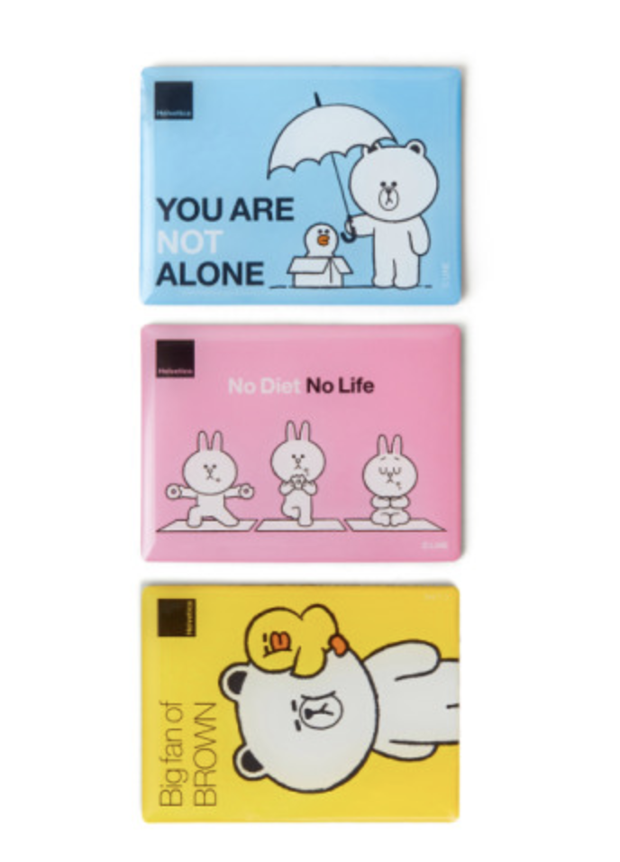 韩国 可爱Line Friends Helvetica BF磁铁套装(每包3件)JPY带授权招加盟代理