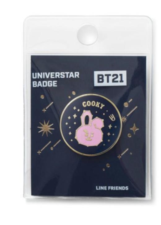 韩国 可爱Line Friends BT21 COOKY宇宙之星圆形金属徽章JPY带授权招加盟代理 商品图1