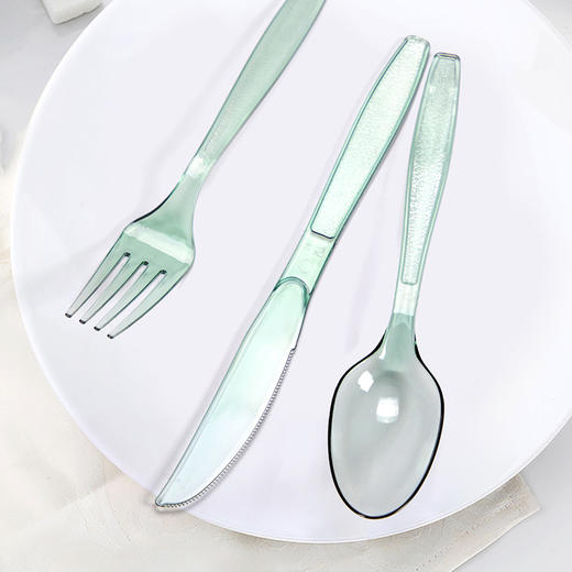 喇叭花一次性刀叉勺PS硬塑料勺长柄西餐叉子勺子牛排刀1000支水果沙拉勺 商品图3