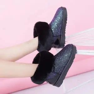 PDD-【加厚雪地靴】女短筒短靴带毛冬季新防滑加厚保暖棉鞋加绒靴子 商品图2