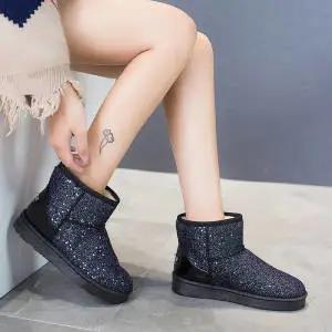 PDD-【加厚雪地靴】女短筒短靴带毛冬季新防滑加厚保暖棉鞋加绒靴子 商品图1