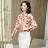 KQL-290293春装新款气质长袖木耳边花色真丝衬衫 商品缩略图0