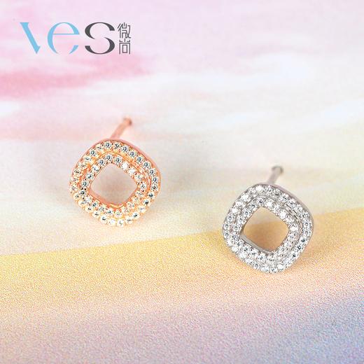 几何重叠正方形银925耳钉 商品图2