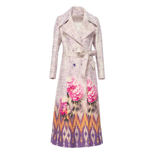 SSGS-T588新款中长款过膝高端大气减龄印花双排扣羊绒外套 商品图1