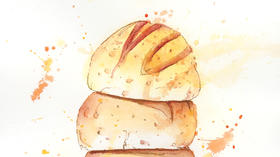 水彩教程 | 面包