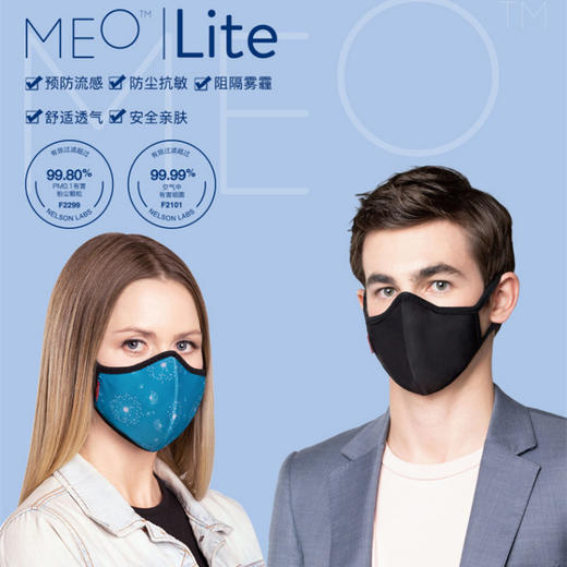 KN95 | 新西兰MEO Lite成人口罩防护滤芯新西兰进口Karen walk防霾防飞沫菌PM2.5可洗面罩 商品图0