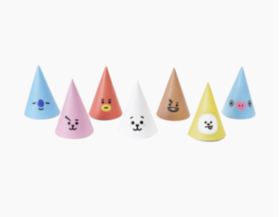 韩国 可爱Line Friends BT21 Face迷你羽毛帽子套装（每包7件）JPY带授权招加盟代理