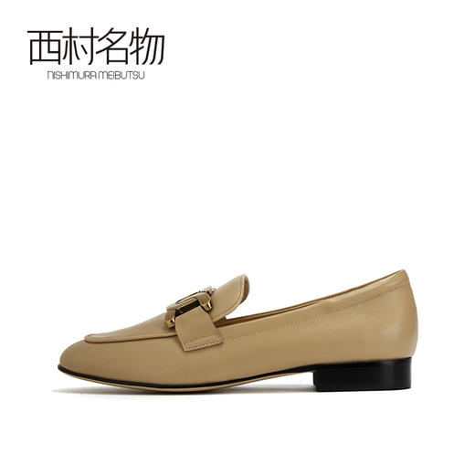 西村名物2021春季新款真皮乐福鞋一脚蹬英伦风懒人小皮鞋女X21AM11251 商品图2