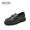 西村名物2021春季新款真皮圆头单鞋深口休闲舒适中跟小皮鞋T21AM11681 商品缩略图1
