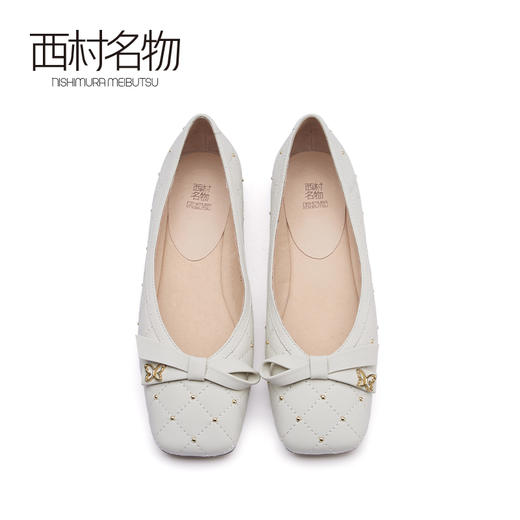 西村名物2021春季新款低跟单鞋浅口蝴蝶结甜美百搭温柔瓢鞋X21AE11361 商品图3