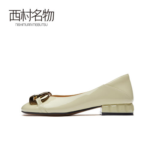 西村名物2021春季新款开车平底鞋女浅口单鞋金属扣瓢鞋粗跟X21AE12651 商品图2