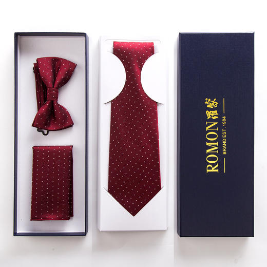 【礼盒装三件套】罗蒙领带男士正装商务上班新郎结婚领带领结套装 商品图2