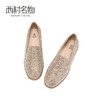 西村名物2021春季新款套脚休闲真皮水钻珍珠圆头时尚单鞋女X21AM11451 商品缩略图3