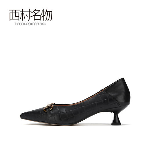 西村名物2021春季新款真皮尖头高跟鞋浅口通勤百搭工作单鞋X21AE11081 商品图2