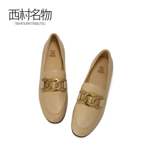 西村名物2021春季新款真皮乐福鞋一脚蹬英伦风懒人小皮鞋女X21AM11251 商品图3