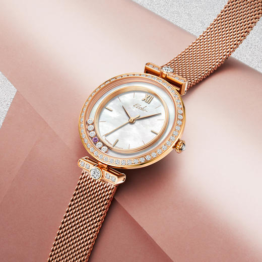 依波(EBOHR)卡纳系列时尚石英女手表转运珠赠皮带礼盒5143 商品图3