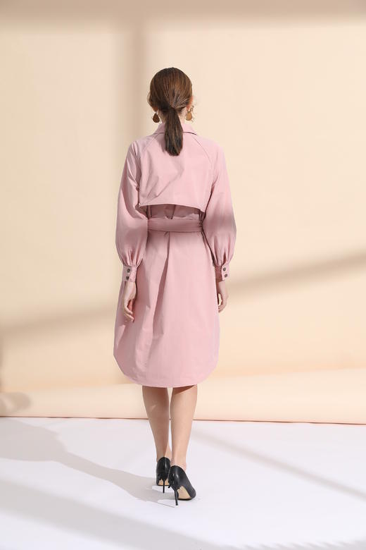 衬衣款压明线直身风衣裙（附腰带） 商品图4