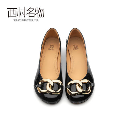 西村名物2021春季新款开车平底鞋女浅口单鞋金属扣瓢鞋粗跟X21AE12651 商品图3