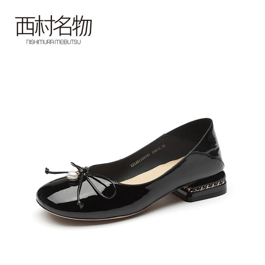 西村名物2021春季新款法式小跟半包头单鞋女网红风百搭简约X21AE11031 商品图1