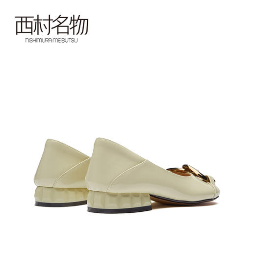 西村名物2021春季新款开车平底鞋女浅口单鞋金属扣瓢鞋粗跟X21AE12651 商品图4