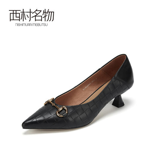 西村名物2021春季新款真皮尖头高跟鞋浅口通勤百搭工作单鞋X21AE11081 商品图1